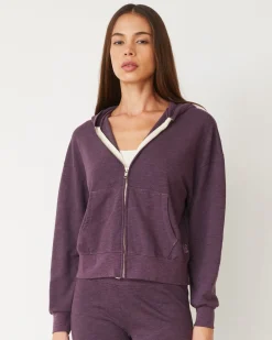 MONROW Original Fleece Zip Up Hoody HEATHEREDGRAPE Cheap